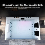 71 x 47 in. White Acrylic Rectangular Freestanding 2 Person Whirlpool Bathtub with Left Drain - BUILDMYPLACE