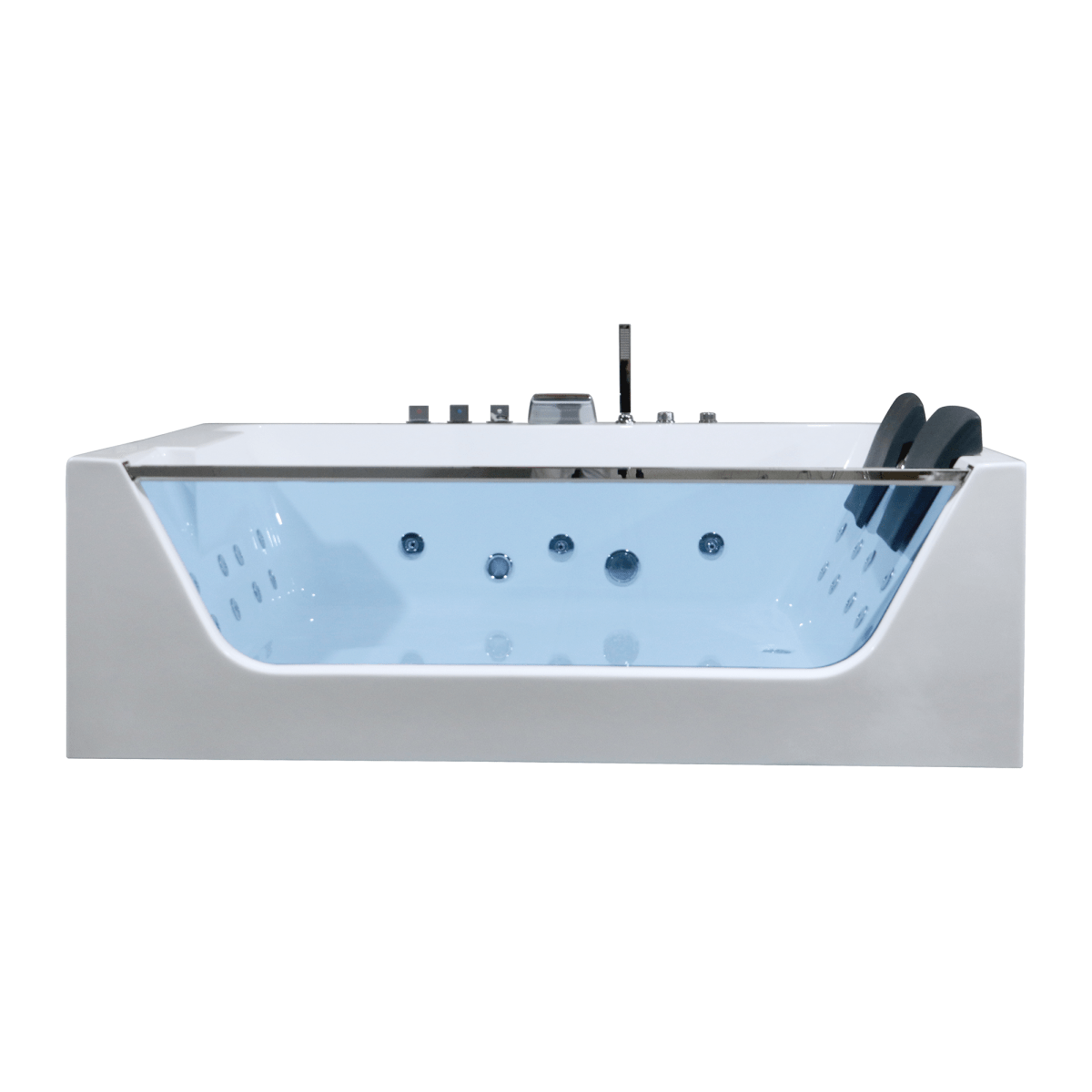 71 x 47 in. White Acrylic Rectangular Freestanding 2 Person Whirlpool Bathtub with Left Drain - BUILDMYPLACE