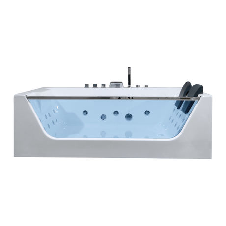 71 x 47 in. White Acrylic Rectangular Freestanding 2 Person Whirlpool Bathtub with Left Drain - BUILDMYPLACE