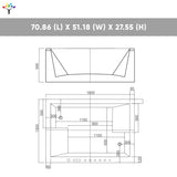 71 x 51 in. Waterfall 2 - Person Acrylic White Freestanding Whirlpool Bathtub with Inline Heater, Led Lights, and Computer Panel - BUILDMYPLACE