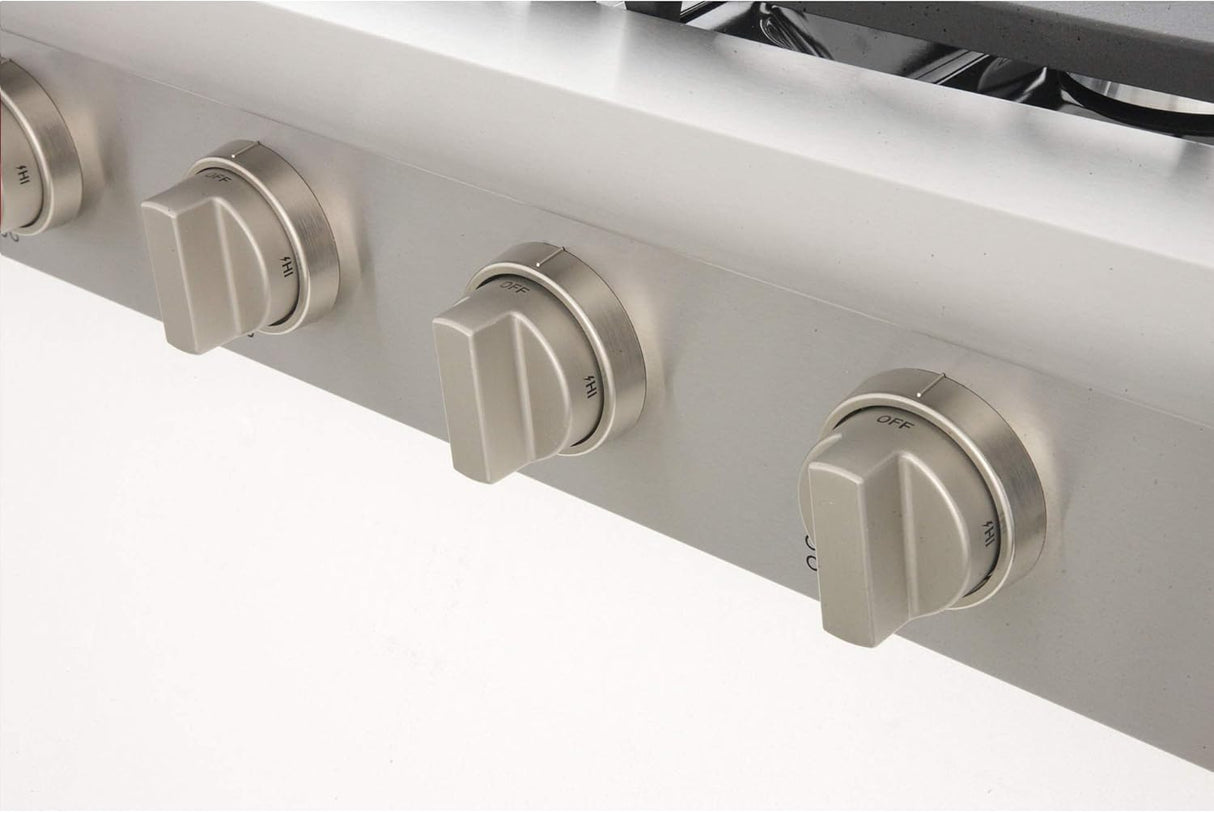 KUCHT Professional 36 in. Natural Gas Range-Top with Sealed Burners in Stainless Steel with Classic Silver Knobs
