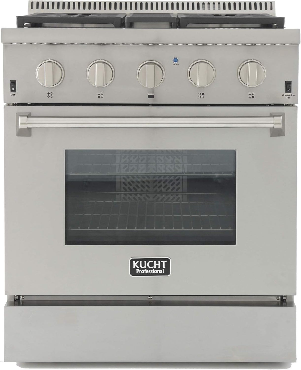 KUCHT Professional 30 in. 4.2 cu. ft. Propane Gas Range with Sealed Burners and Convection Oven in Stainless Steel with Classic Silver Knobs