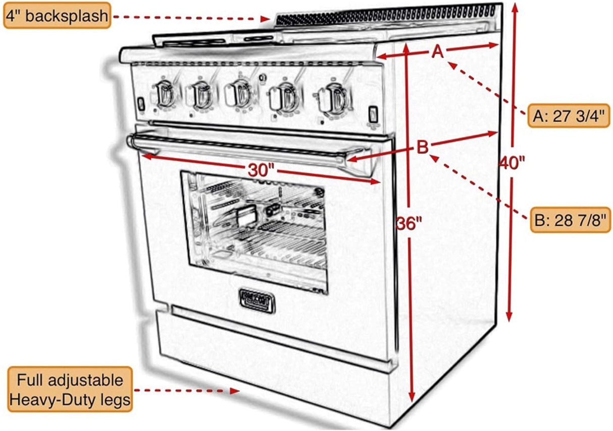 KUCHT Professional 30 in. 4.2 cu. ft. Dual Fuel Range for Propane Gas with Sealed Burners and Convection Oven in Stainless Steel with Classic Silver Knobs