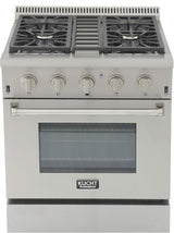 KUCHT Professional 30 in. 4.2 cu. ft. Dual Fuel Range for Natural Gas with Sealed Burners and Convection Oven in Stainless Steel with Classic Silver Knobs
