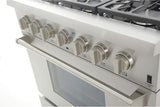 KUCHT Professional 36 in. 5.2 cu. ft. Natural Gas Range with Sealed Burners and Convection Oven in Stainless Steel with Classic Silver Knobs