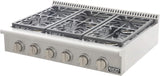 KUCHT Professional 36 in. Natural Gas Range-Top with Sealed Burners in Stainless Steel with Classic Silver Knobs