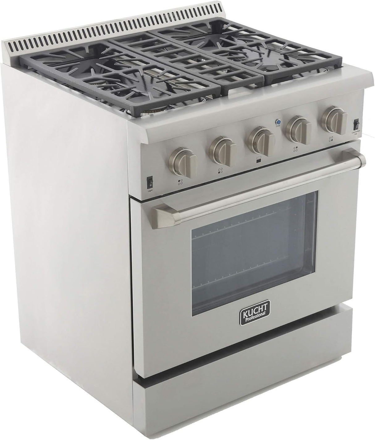 KUCHT Professional 30 in. 4.2 cu. ft. Propane Gas Range with Sealed Burners and Convection Oven in Stainless Steel with Classic Silver Knobs