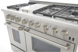 KUCHT Professional 48 in. 6.7 cu. ft. Dual Fuel Range for Propane Gas with Sealed Burners, Griddle and Convection Oven in Stainless Steel with Classic Silver Knobs
