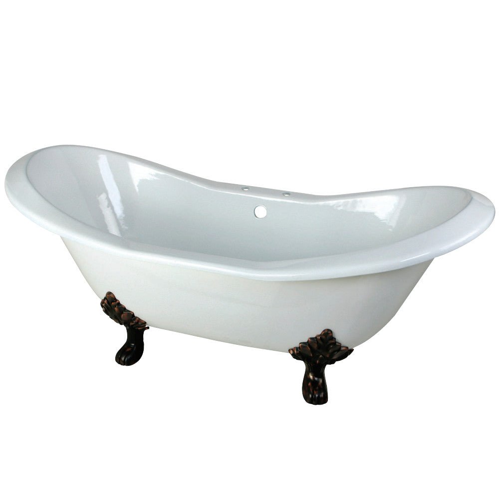 72 - Inch Cast Iron Double Slipper Clawfoot Bathtub with 7 - Inch Faucet Drillings - BUILDMYPLACE