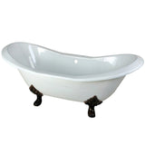 72 - Inch Cast Iron Double Slipper Clawfoot Bathtub with 7 - Inch Faucet Drillings - BUILDMYPLACE