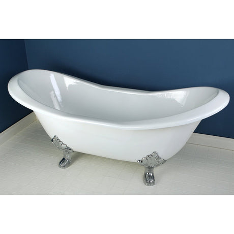 72 - Inch Cast Iron Double Slipper Clawfoot Bathtub with 7 - Inch Faucet Drillings - BUILDMYPLACE