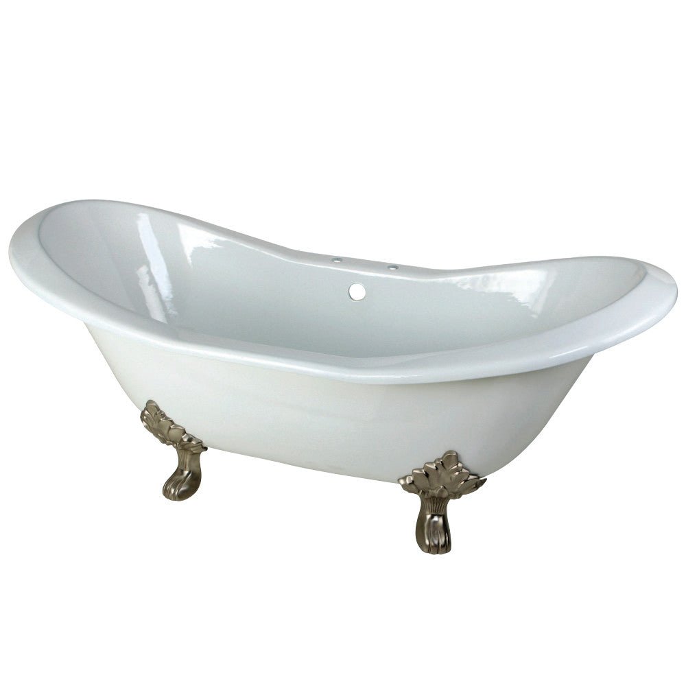 72 - Inch Cast Iron Double Slipper Clawfoot Bathtub with 7 - Inch Faucet Drillings - BUILDMYPLACE