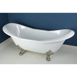 72 - Inch Cast Iron Double Slipper Clawfoot Bathtub with 7 - Inch Faucet Drillings - BUILDMYPLACE