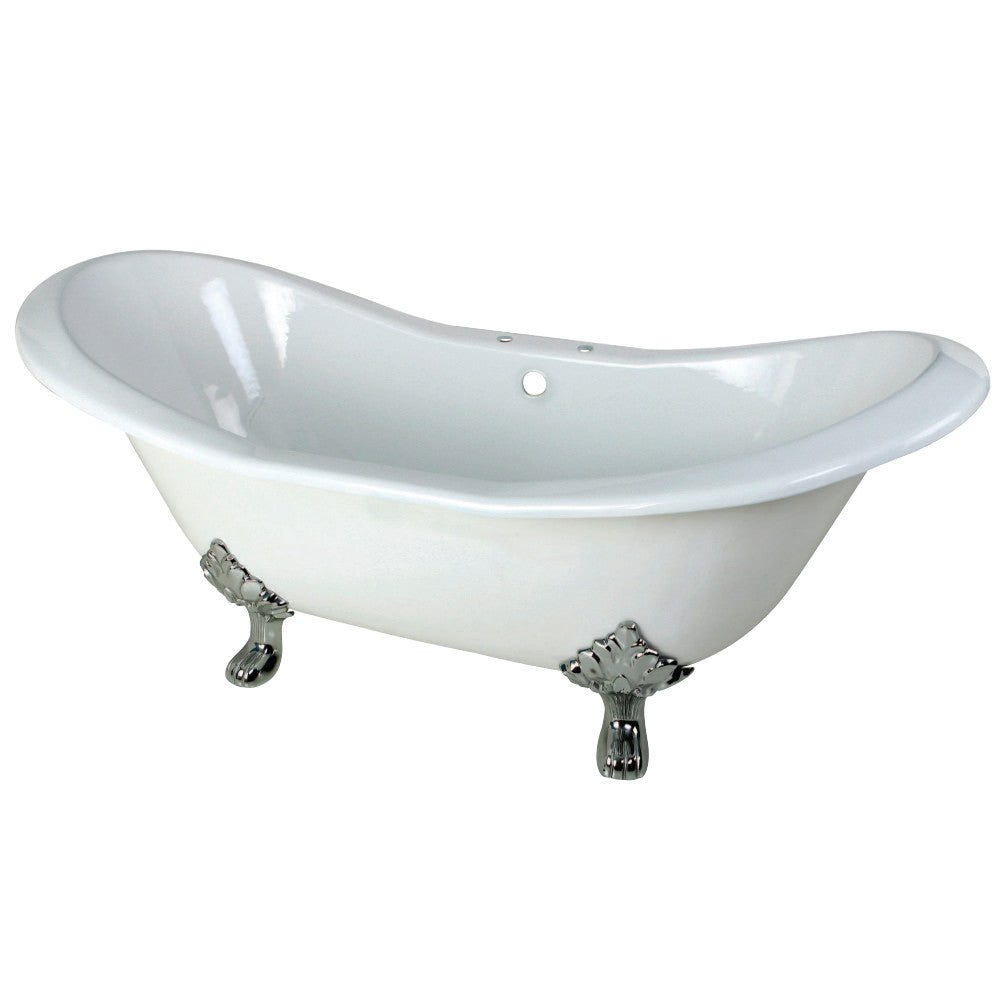 72 - Inch Cast Iron Double Slipper Clawfoot Bathtub with 7 - Inch Faucet Drillings - BUILDMYPLACE