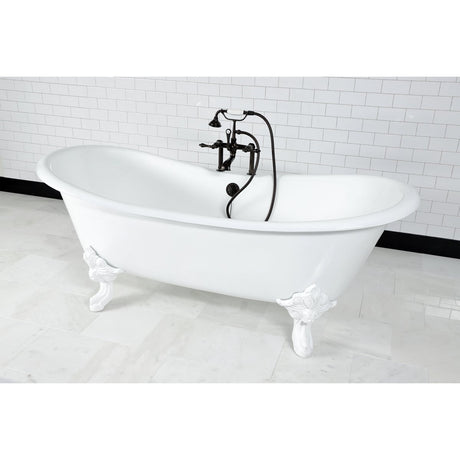 72 - Inch Cast Iron Double Slipper Clawfoot Tub with 7 - Inch Faucet Drillings - BUILDMYPLACE