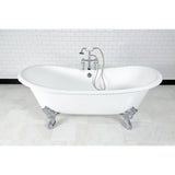 72 - Inch Cast Iron Double Slipper Clawfoot Tub with 7 - Inch Faucet Drillings - BUILDMYPLACE