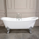 72 - Inch Cast Iron Double Slipper Clawfoot Tub with 7 - Inch Faucet Drillings - BUILDMYPLACE