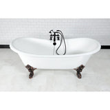 72 - Inch Cast Iron Double Slipper Clawfoot Tub with 7 - Inch Faucet Drillings - BUILDMYPLACE