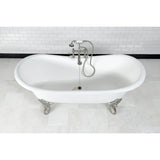 72 - Inch Cast Iron Double Slipper Clawfoot Tub with 7 - Inch Faucet Drillings - BUILDMYPLACE