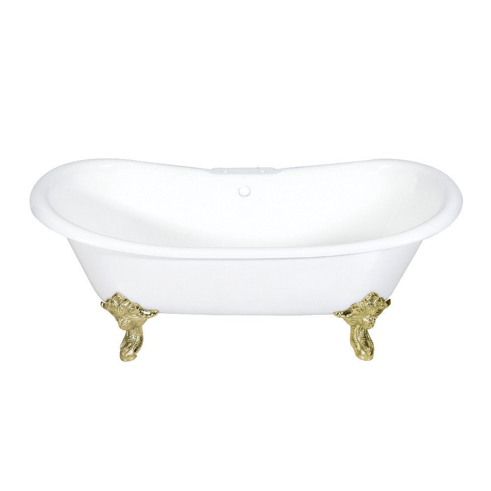 72 - Inch Cast Iron Double Slipper Clawfoot Tub with 7 - Inch Faucet Drillings - BUILDMYPLACE