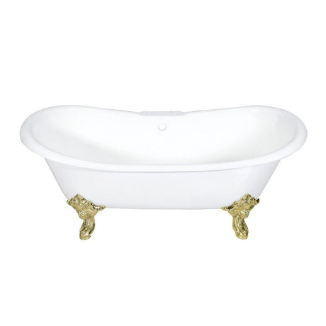 72 - Inch Cast Iron Double Slipper Clawfoot Tub with 7 - Inch Faucet Drillings - BUILDMYPLACE