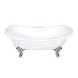 72 - Inch Cast Iron Double Slipper Clawfoot Tub with 7 - Inch Faucet Drillings - BUILDMYPLACE