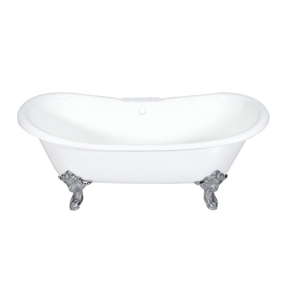 72 - Inch Cast Iron Double Slipper Clawfoot Tub with 7 - Inch Faucet Drillings - BUILDMYPLACE