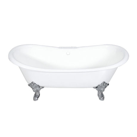 72 - Inch Cast Iron Double Slipper Clawfoot Tub with 7 - Inch Faucet Drillings - BUILDMYPLACE