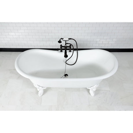 72 - Inch Cast Iron Double Slipper Clawfoot Tub with 7 - Inch Faucet Drillings - BUILDMYPLACE