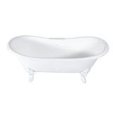 72 - Inch Cast Iron Double Slipper Clawfoot Tub with 7 - Inch Faucet Drillings - BUILDMYPLACE