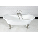 72 - Inch Cast Iron Double Slipper Clawfoot Tub with 7 - Inch Faucet Drillings - BUILDMYPLACE