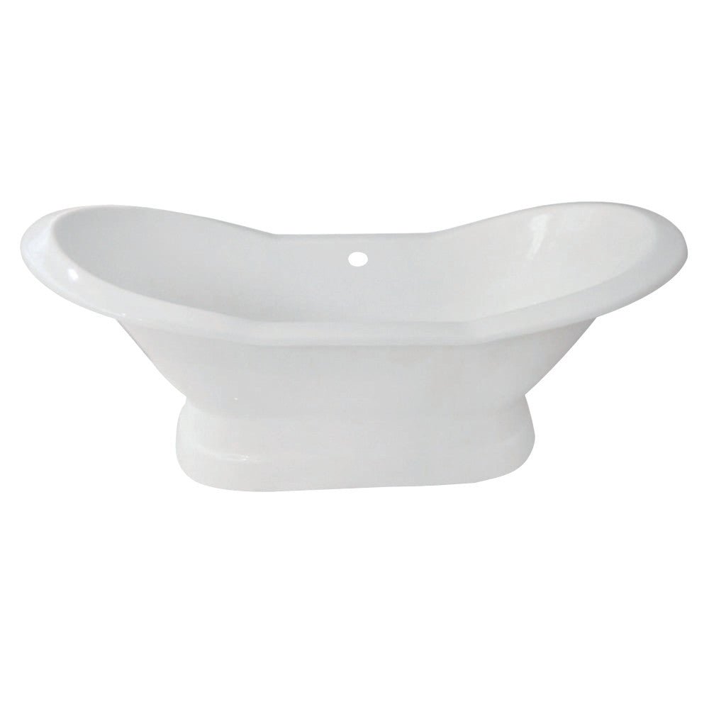 72 - Inch Cast Iron Double Slipper Pedestal Tub (No Faucet Drillings), White - BUILDMYPLACE