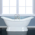 72 - Inch Cast Iron Double Slipper Pedestal Tub with 7 - Inch Faucet Drillings, White - BUILDMYPLACE