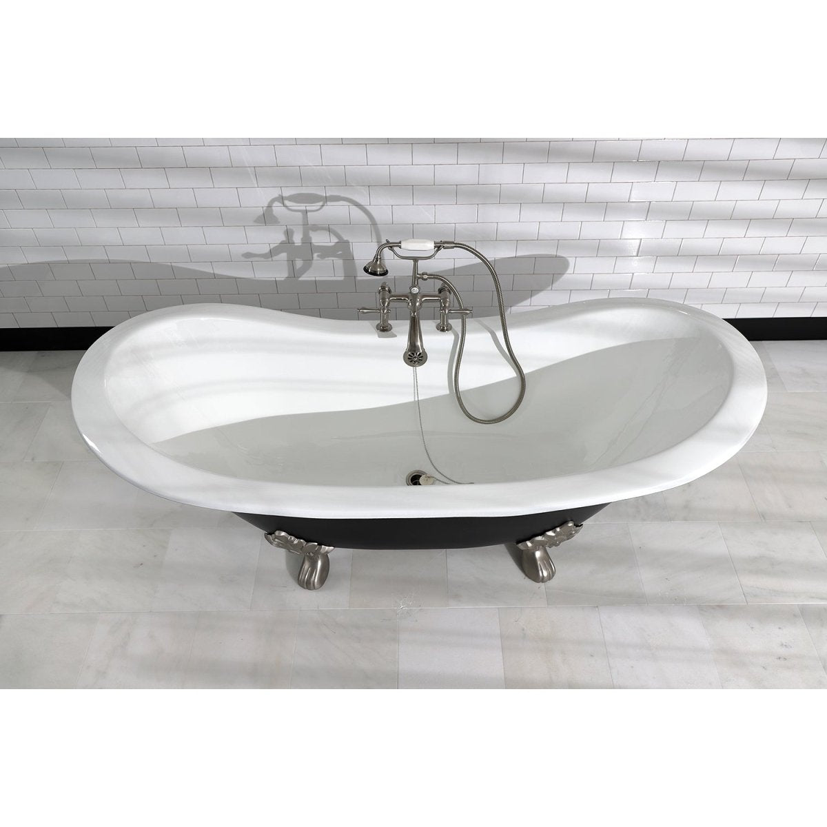 72 - Inch Double Slipper Clawfoot Tub with 7 - Inch Faucet Drillings - BUILDMYPLACE