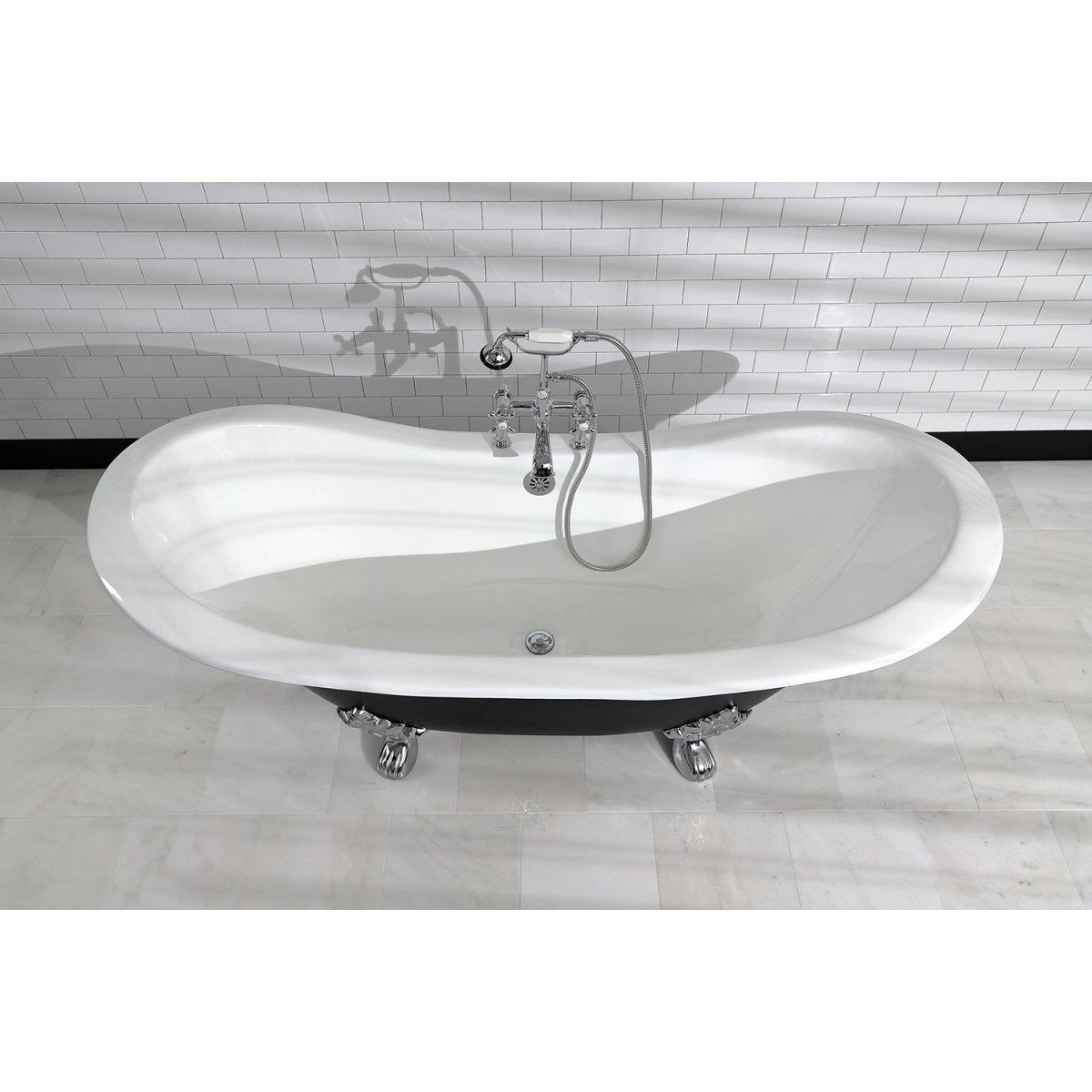 72 - Inch Double Slipper Clawfoot Tub with 7 - Inch Faucet Drillings - BUILDMYPLACE