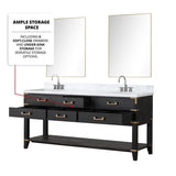 72" Norwalk Double Sink Bath Vanity with Carrara Marble Top, Brown Oak - BUILDMYPLACE