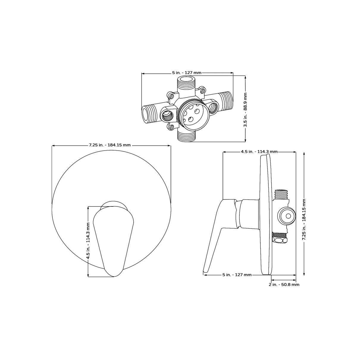 7.25 H x 7.25 W x 5D TruTemp Pressure Balance Valve - BUILDMYPLACE