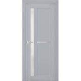 Interior Solid French Door | Veregio 7288 Matte Grey with Frosted Glass | Single Regular Panel Frame Trims Handle | Bathroom Bedroom Sturdy Doors