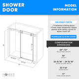 Ivanees 72 In. W X 76 In. H Frameless Single Sliding Glass Shower Door With 3 Glass Panels & 8mm Clear Tempered Glass- Barn Door Style