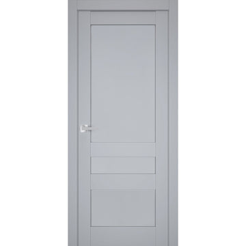 Interior Solid French Door | Veregio 7411 Matte Grey | Single Regular Panel Frame Trims Handle | Bathroom Bedroom Sturdy Doors