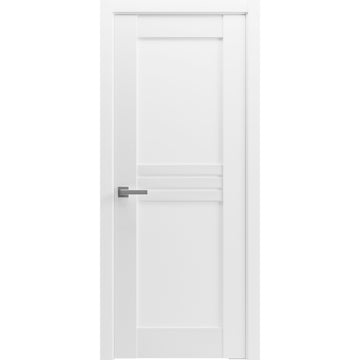 Solid French Door / Mela 7444 White Silk / Single Regular Panel Frame Handle / Bathroom Bedroom Modern Doors