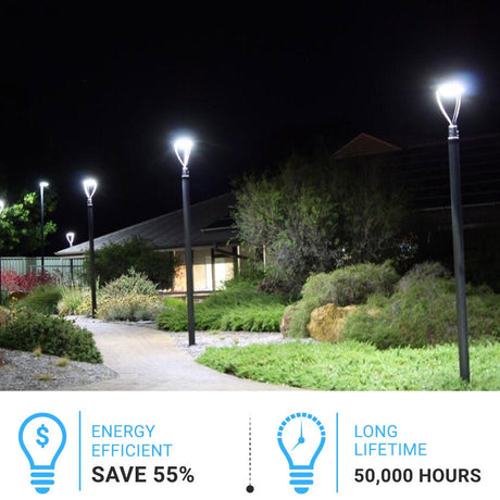 75 Watts LED Post - Top Light - 250W Equal - Bronze - 5700K - 9600 Lumens - AC 100 - 277V - Dimmable Garden Light - BUILDMYPLACE