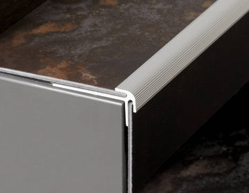 DURASTEP JUMBO tile stair nosing profile - satin silver - Aluminum - Tile Trims