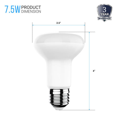 7.5W LED Light Bulbs - R20/BR20 - 3000K Dimmable - 525 Lm - E26 Base - Warm White - BUILDMYPLACE