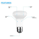 7.5W LED Light Bulbs - R20/BR20 - 5000K Dimmable - 525 Lm - E26 Base - Daylight White - BUILDMYPLACE