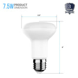 7.5W LED Light Bulbs - R20/BR20 - 5000K Dimmable - 525 Lm - E26 Base - Daylight White - BUILDMYPLACE