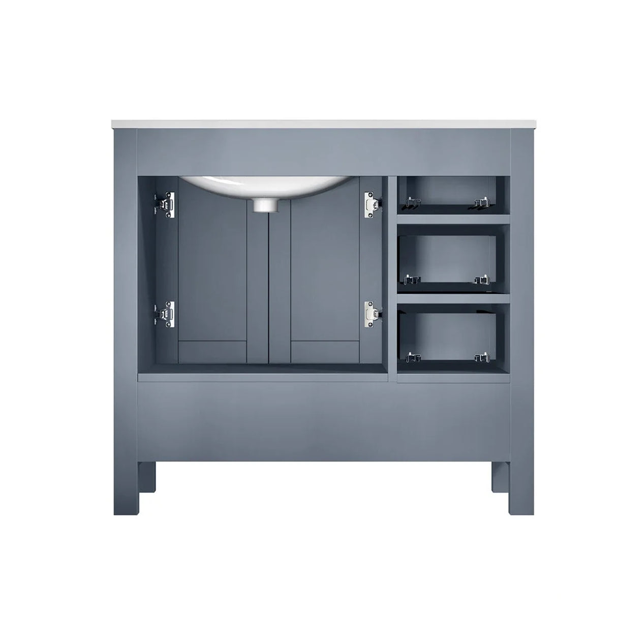 Jacques Dark Grey Freestanding Bathroom Vanity with White Carrara Marble Top, White Square Sink
