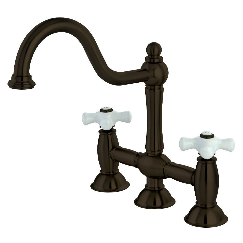 8" Centerset Bridge Two Handle Kitchen Faucet - BUILDMYPLACE