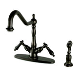 8" Centerset Deck Mount Kitchen Faucet W/ Brass Sprayer - BUILDMYPLACE