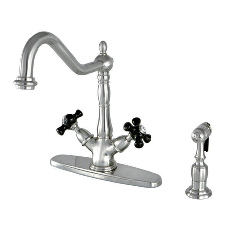 8" Centerset Deck Mount Kitchen Faucet With Brass Sprayer - BUILDMYPLACE